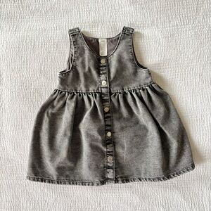 H&M Dark Gray Denim Snap-Front Jumper Dress - Girls Size 18M